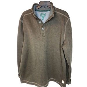 GH Bass & Co Men's Long Sleeve Sweater Fleece Pullover Brown Size LG